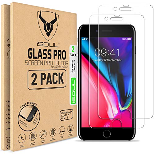 Product Cover [2 Pack] Screen Protector for iPhone 8 iPhone 7 Tempered Glass Film 9H HD, iSOUL 2.5D Edge 4.7 inch [3D Touch] [Anti-Scratch] [Compatible with Apple iPhone 6s/6]