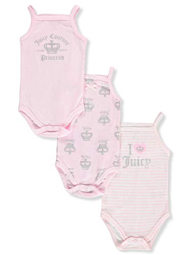 Product Cover Juicy Couture Baby Girls 3 Pieces Pack Bodysuits, Light Pink, 0-3 Months