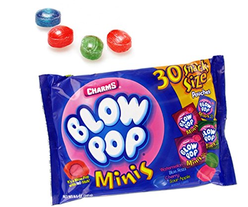 Product Cover Valentines Day Blow Pop Minis Snack Size Pouches, Bag of 30, 8.5 oz