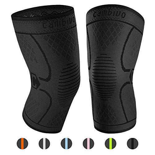 Product Cover CAMBIVO 2 Pack Knee Brace, Knee Compression Sleeve Support for Running, Arthritis, ACL, Meniscus Tear, Sports, Joint Pain Relief and Injury Recovery (Small, Black)
