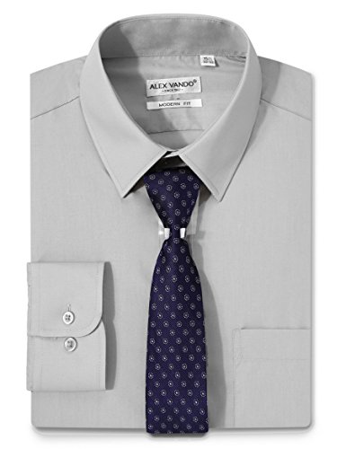 Product Cover Joey CV Mens Dress Shirts Regular Fit Long Sleeve Solid Color Shirt(Grey, 16.0 32/33)