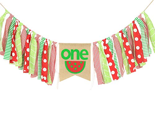Product Cover WAOUH HighChair Banner for 1st Birthday - First Birthday Decorations for Photo Booth Props, Birthday Souvenir and Gifts for Kids, Best Party Supplies (Watermelon Party Supplies)