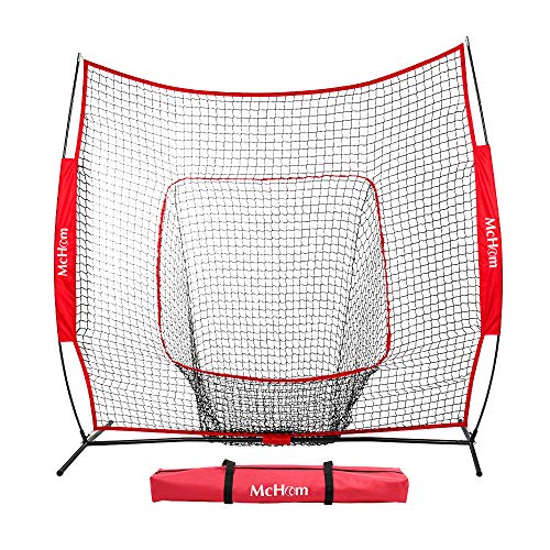 Product Cover McHom 7' x 7' Baseball & Softball Net for Hitting & Pitching Practice with Bow Frame & Carry Bag, Collapsible and Portable ...