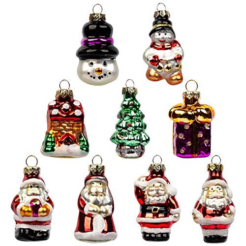 Product Cover KINGYEE Christmas Miniature Ornaments Mini Glass Christmas Figurines Tree Decorations Santa Snowman for Trees