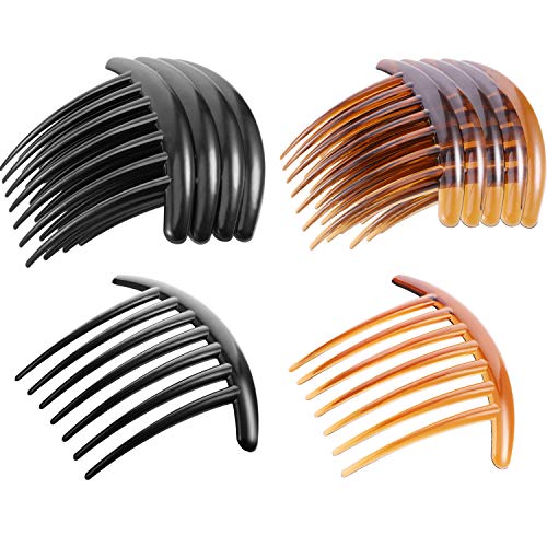 Product Cover 20 Pieces 7 Tooth French Twist Comb Plastic Hair Clip Hair Side Combs Hair Accessory for Women Girls (Black and Brown)
