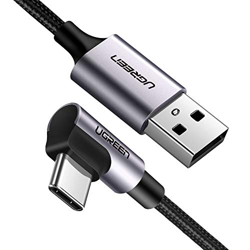 Product Cover UGREEN USB C Cable Right Angle 90 Degree USB A to Type C Fast Charger Compatible for Samsung Galaxy S10 S9 S8 Plus Note 9 8 LG G7 V40 V20 V30 G6 G5 Nintendo Switch 2018 iPad Pro GoPro Hero 7 6 5 (3FT)