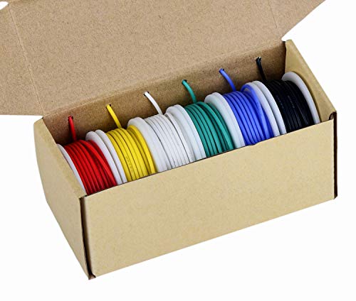 Product Cover 20awg Electronics Wire, Colored Wire Kit 20 Gauge Flexible Silicone Wire(6 different colored 23 Feet spools) 600V Insulated Wire High Temperature Resistance