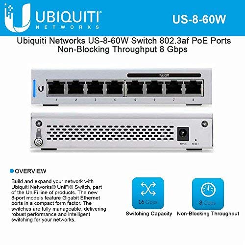 Product Cover UniFi US-8-60W 8-Port Gigabit PoE Compliant Managed Switch