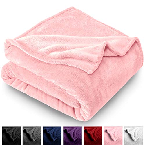 Product Cover Bare Home Kids Microplush Fleece Blanket - Twin/Twin Extra Long - Ultra-Soft Velvet - Luxurious Fuzzy Fur - Cozy Lightweight - Easy Care - All Season Premium Bed Blanket (Twin/Twin XL, Light Pink)