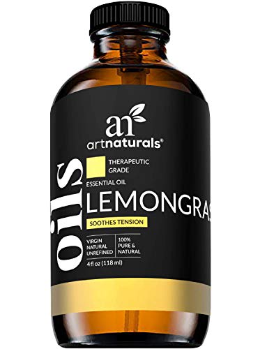 Product Cover Art Naturals Lemongrass Essential Oil 4oz - 100% Pure Lemon Grass Oils - Therapeutic Grade Best for Skin, Hair, Natural Healing Solution, Aromatherapy & Diffuser - 120ml Large Glass Bottle w/Dropper