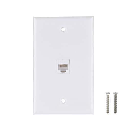 Product Cover Ethernet Wall Plate, 1 Port Cat6 Keystone Female to Female Wall Plate - White