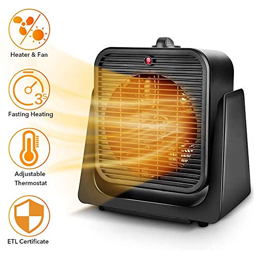 Product Cover 2 in1 Portable Space Heater - Quiet Combo Ceramic Electric Personal  Fan, Fast Heating, Overheat & Tip-over Protection Air Circulating for Office Desk Bedroom Home Indoor Use
