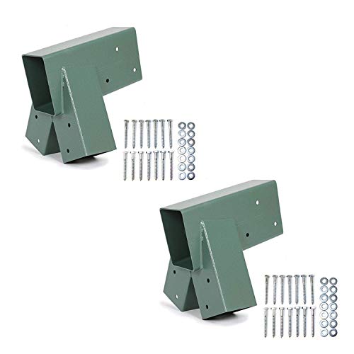 Product Cover ECOTRIC Easy Install 1-2-3 Heavy Duty Steel A-Frame Swing Set Mounting Bracket Green, All Hardware Include (2 Brackets)