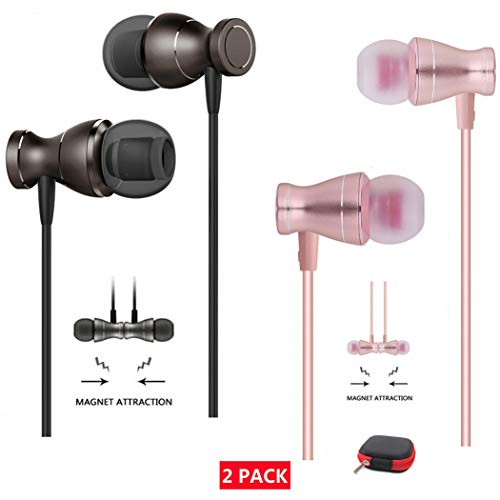 Product Cover Earbuds Microphone,2 Pack in Ear Wired Earbud Headphones Noise Isolating Volume Control Workout Running Earphones Mic Case(Upgraded Ear Buds)