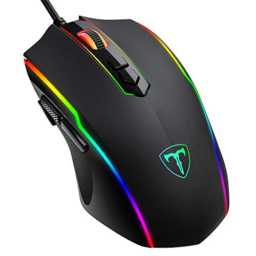 Product Cover PICTEK Gaming Mouse Wired, 8 Programmable Buttons, Chroma RGB Backlit, 7200 DPI Adjustable, Comfortable Grip Ergonomic Optical PC Computer Gaming Mice with Fire Button, Sega Genesis Accessories