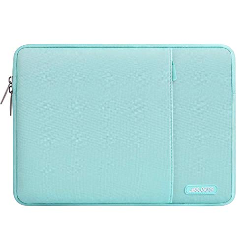 Product Cover MOSISO Laptop Sleeve Bag Compatible with 13-13.3 inch MacBook Pro, MacBook Air, Notebook Computer, Vertical Style Water Repellent Polyester Protective Case Cover with Pocket, Mint Blue