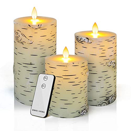 Product Cover Flameless LED Candles,Yinuo Candle Flickering Birch Unscented Pillar 100 Hours Moving Flame 4