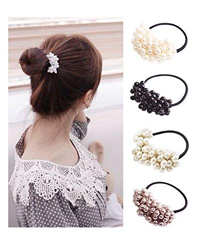 Product Cover Twdrer 8Pcs Plastic Hair Rope,Pearls Beads Hair Band Hair Headband Ponytail Holders, Hair Accessories for Girl Women