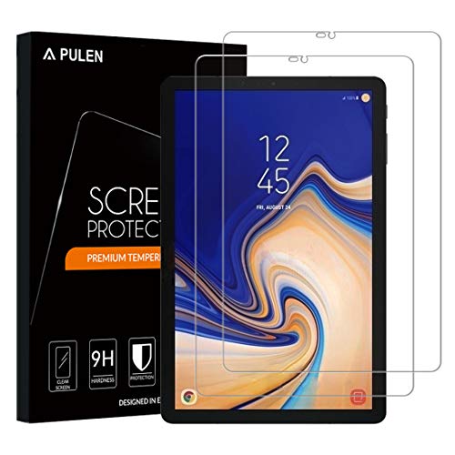 Product Cover [2-Pack] PULEN for Samsung Galaxy Tab S4 Screen Protector 10.5,HD Anti-Scratch No Bubble Anti-Fingerprints 9H Hardness Tempered Glass for Galaxy Tab S4 Tablet (10.5 Inch)