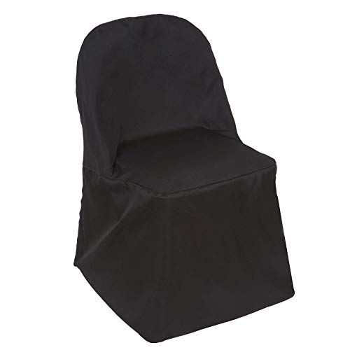 Product Cover Efavormart 40 PCS Black Linen Polyester Folding Chair Cover Dinning Chair Slipcover for Wedding Party Event Banquet Catering