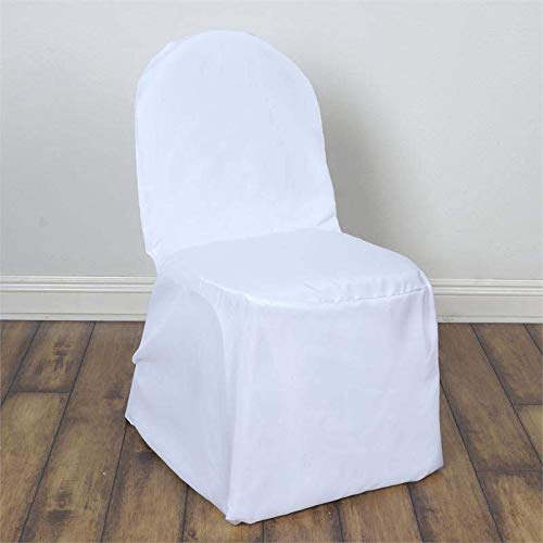 Product Cover Efavormart 100 PCS Round Top White Polyester Banquet Chair Covers Linen Dinning Chair slipcover for Wedding Party Event Catering