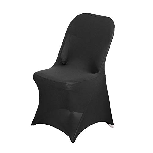 Product Cover Efavormart 100 PCS Stretchy Spandex Fitted Folding Chair Cover Dinning Event Slipcover for Wedding Party Banquet Catering - Black