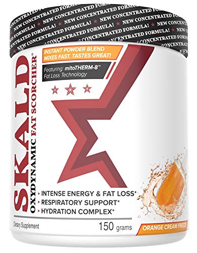 Product Cover SKALD Powder First Pre Workout Fat Burner with Respiratory Support. Best Thermogenic Weight Loss Drink for Men and Women. For Energy, Cardio and Endurance (Orange Cream - with Hydration Blend)