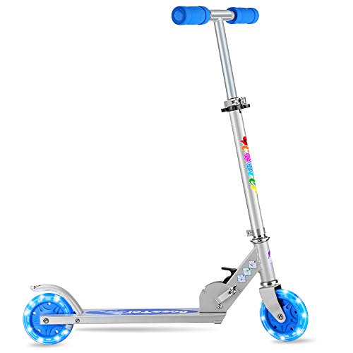 Product Cover BELEEV V2 Folding Kick Scooter for Kids 2 Wheel Scooter for Girls Boys, CSPC&ASTM Safety Certified, 3 Adjustable Height, PU LED Light Up Wheels for Children 4 Years and up (Blue)