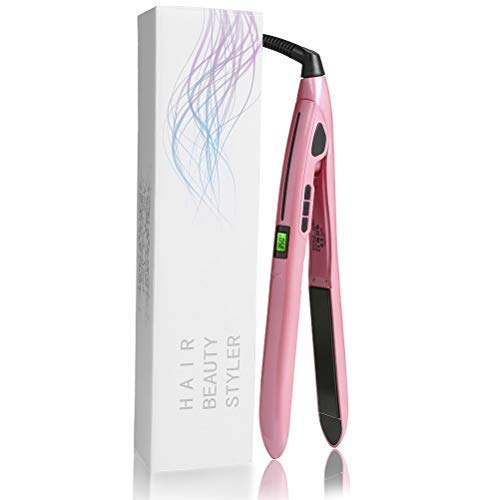 Product Cover Hair Straightener by VLAND Pro Flat Iron with 1 Inch Titanium Ion plates Adjustable Temperature Suitable for All Hair Types Makes Hair Shiny & Silky Heats Up Fast Dual Voltage Rose Pink