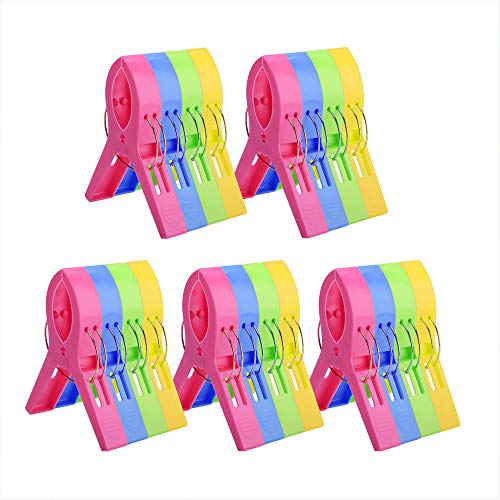 Product Cover KSPOWWIN 20 Pack Beach Towel Clips Chair Clips Towel Holder for Beach Chair Pool Chairs on Cruise-Jumbo Size, Plastic Chair Towel Clips Clamp Holder-Keep Your Towel from Blowing Away, Clothes Lines