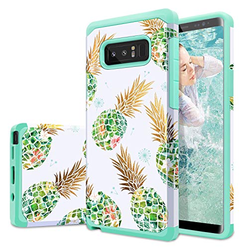Product Cover Fingic Note 8 Case,Pineapple Note 8 Case, Silicone Pineapple Design CASE Anti-Scratch Shock Proof Protective Summer Case 2 in1 Hybrid Skin Cover for Samsung Galaxy Note 8,Green