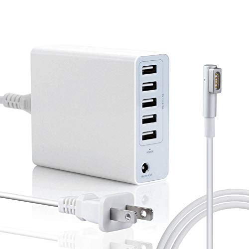 Product Cover 85W Charger for MacBook Pro 15 17 inch Made Before Mid 2012, Replacement for Magsafe 1 L-Tip Power Adapter w/ 5USB Ports