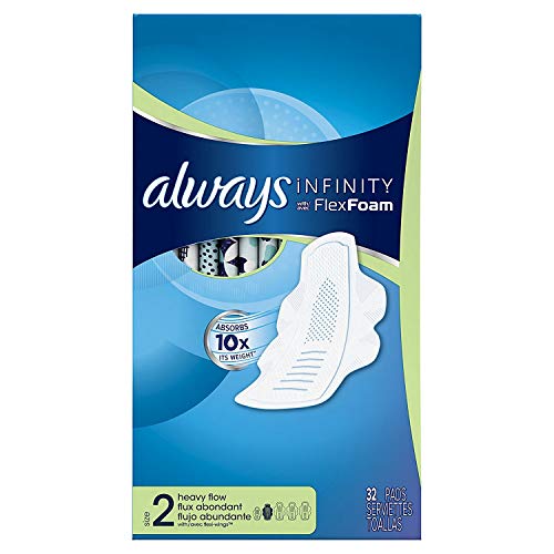 Product Cover Always Infinity Sanitary Pads for Women, with Wings, Super Absorbency Pad, 32 Count