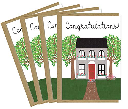 Product Cover Tiny Expressions New Home Congratulations Greeting Cards with Inside Message and Kraft Envelopes (4 Cards)