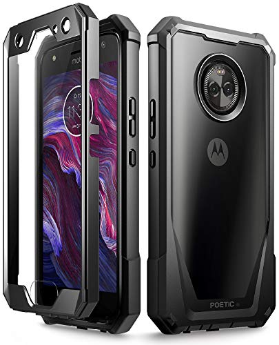 Product Cover Moto X4 Case, Poetic Guardian [Scratch Resistant Back] Full-Body Rugged Clear Hybrid Bumper Case with Built-in-Screen Protector for Motorola Moto X4 Black