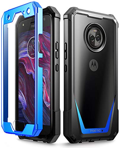 Product Cover Moto X4 Case, Poetic Guardian [Scratch Resistant Back] Full-Body Rugged Clear Hybrid Bumper Case with Built-in-Screen Protector for Motorola Moto X4 Blue