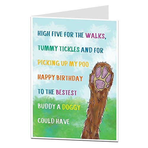 Product Cover Birthday Card From The Dog For The Owner Lover Quirky Pet Theme Perfect For Men Women Mum Dad & Husband Wife Quirky Funny Design