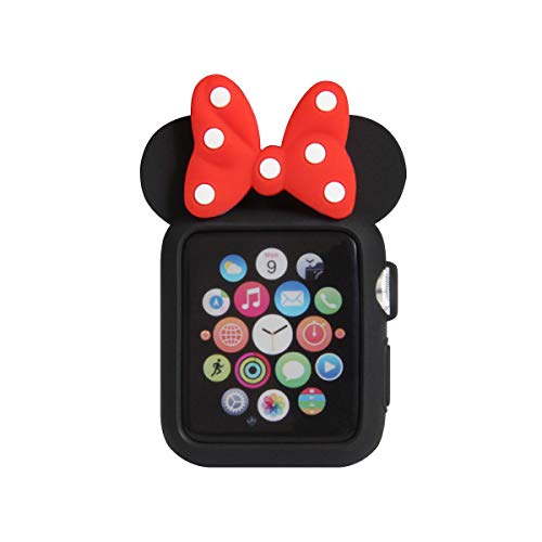 Product Cover Navor Soft Silicone Protective Case for Cartoon Mouse Ears Compatible for Apple Watch 38mm Series 1 2 3 [Black Red]