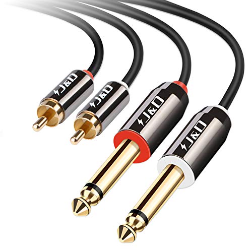 Product Cover J&D 2 x 6.35 mm to 2RCA Cable, Gold-Plated [Copper Shell] [Heavy Duty] 2X 6.35mm 1/4'' Male TS to 2 RCA Male Stereo Audio Adapter Cable - 3 Feet