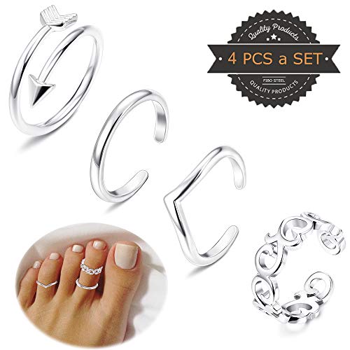 Product Cover FIBO STEEL 3-18 Pcs Open Toe Rings for Women Arrow Tail Band Toe Ring Adjustable
