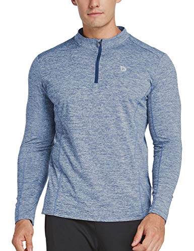 Product Cover BALEAF Men's 1/4 Zip Pullover Thermal Running Shirts Long Sleeve Fleece Linning Heather Sky Blue M