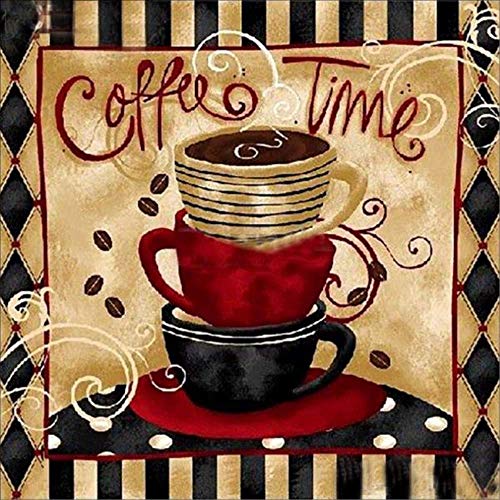 Product Cover Coffee Time Diamond Painting Kits - PigBoss 5D Full Diamond Painting by Numbers - Crystal Diamond Embroidery Cross Stitch Coffee Kitchen Decor Art Gift for Adults (11.8 x 11.8 inches)