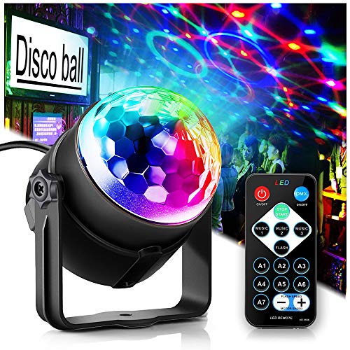 Product Cover Party Lights Disco Ball Disco Lights, TONGK 7 Colors Dj Lighting Led Strobe Light Sound Activated Stage Lights Effect Dj Equipment With Remote Control with Kids Festival Birthday Xmas Wedding Bar Club