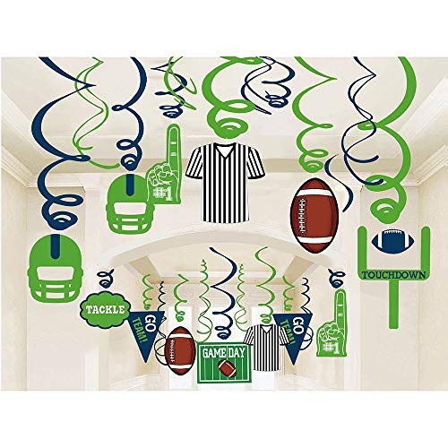 Product Cover 30Ct American Football Hanging Swirl Decorations - Sport Game Day Birthday Party Supplies Fan Decors