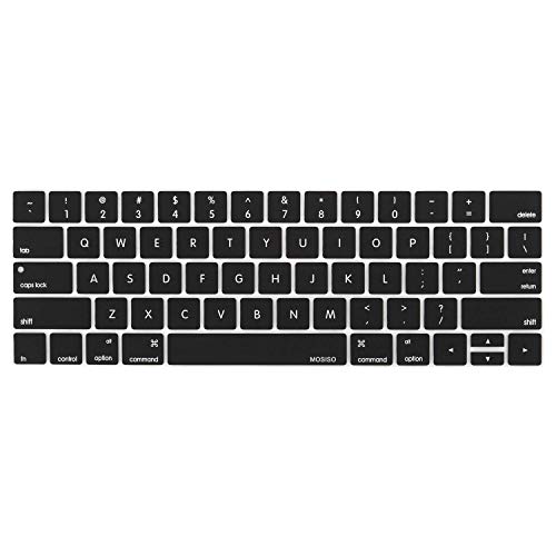 Product Cover MOSISO Keyboard Cover Compatible with MacBook Pro with Touch Bar 13 and 15 Inch 2019 2018 2017 2016 (Model: A2159, A1989, A1990, A1706, A1707), Silicone Skin Protector, Black