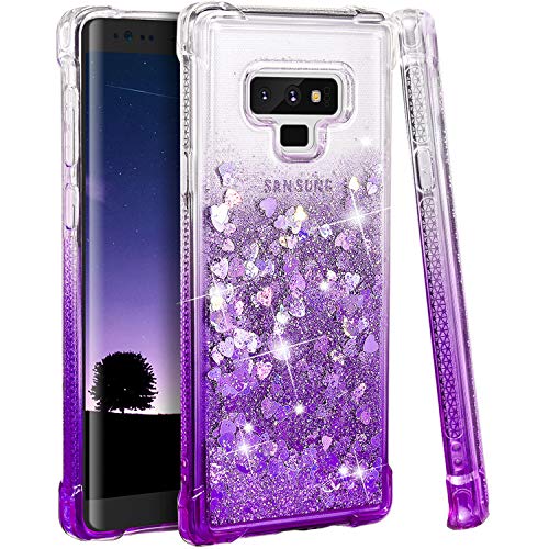 Product Cover Ruky Galaxy Note 9 Case, Galaxy Note 9 Glitter Case, Gradient Quicksand Series Reinforced Corners TPU Bumper Cushion Protective Shockproof Bling Heart Liquid Case for Galaxy Note 9, Gradient Purple