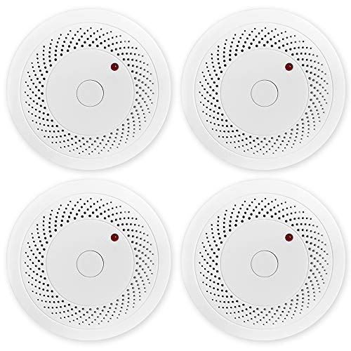 Product Cover 4 Pack Battery Operated Smoke Detector & Fire Alarm with Photoelectric Sensor,Easy to Install with Test Button