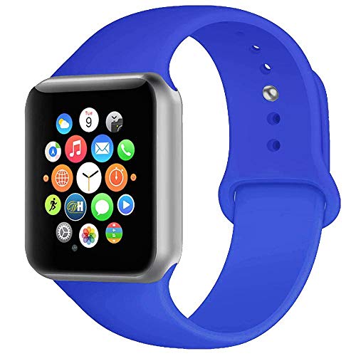 Product Cover BOTOMALL Compatible With Iwatch Band 38mm 40mm 42mm 44mm Classic Silicone Sport Replacement Strap Bracelet for Iwatch all Models Series 4 Series 3 Series 2 Series 1 (royal blue,42/44mm M/L)