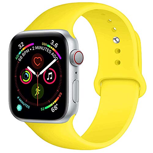 Product Cover BOTOMALL Compatible with Iwatch Band 38mm 40mm 42mm 44mm Classic Silicone Sport Replacement Strap Bracelet for Iwatch All Models Series 4 Series 3 Series 2 1 (Pollen Yellow,42/44mm M/L)