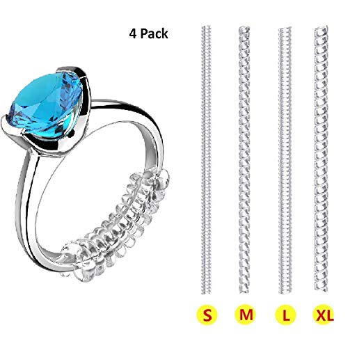 Product Cover Ring Size Adjuster for Loose Rings Invisible Transparent Silicone Guard Clip Jewelry Tightener Resizer 4 Sizes Fit Almost Any Ring 4 Pack